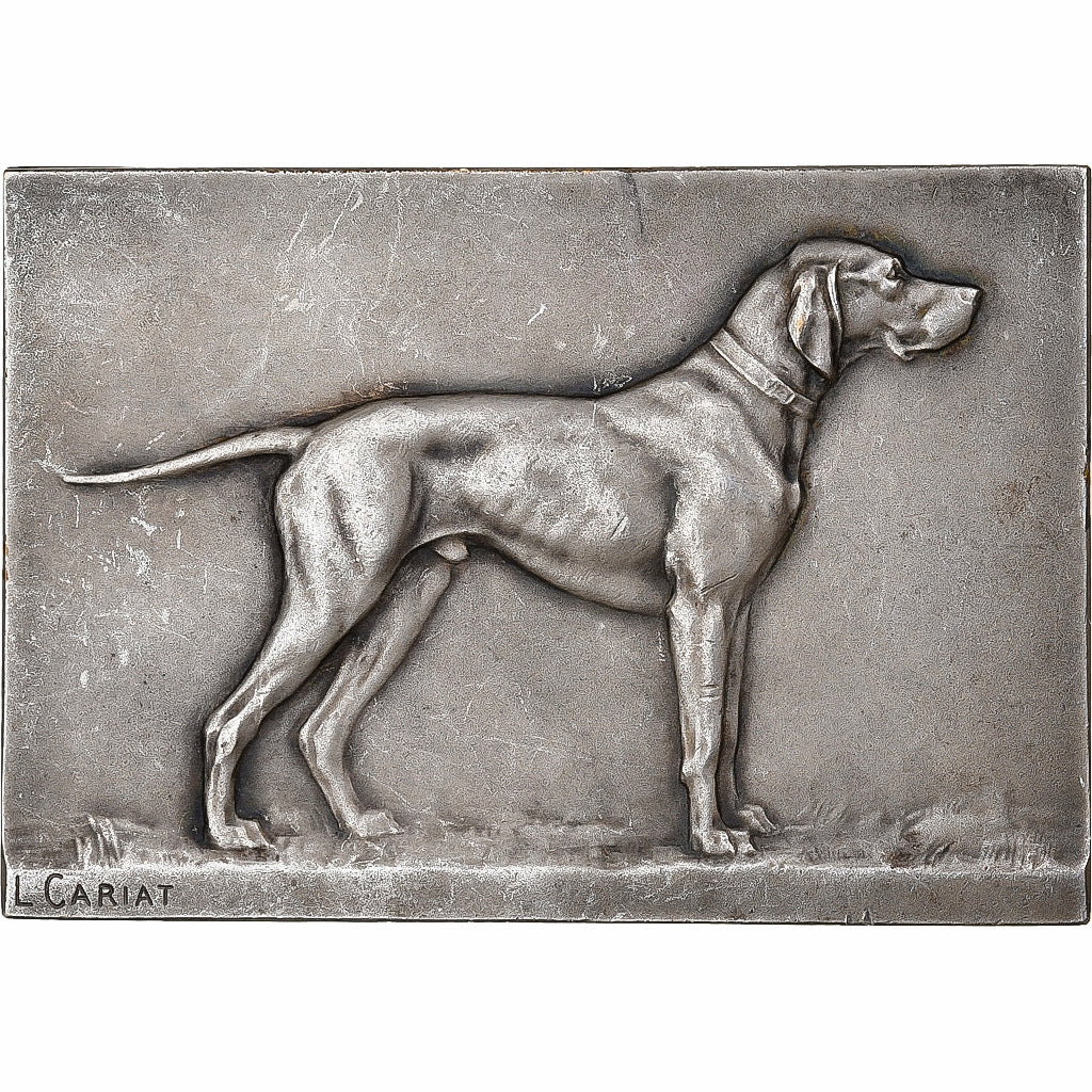 França, Plaquette, S.I.N.R., chien, Bronze Prateado, Cariat, AU(55-58)
