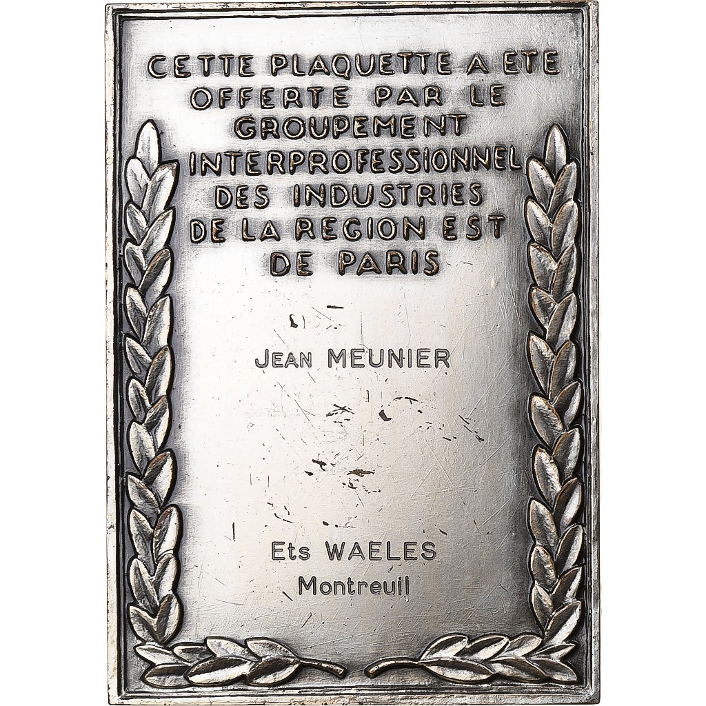França, Plaquette, Industries, Est de Paris, Bronze Prateado, Coutré
