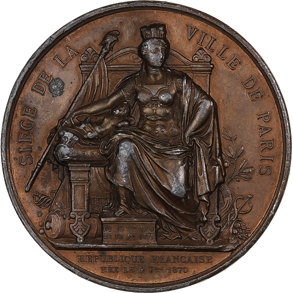 Frankrijk, Medaille, Siège de la ville de Paris, 1871, Bronzen, ZF