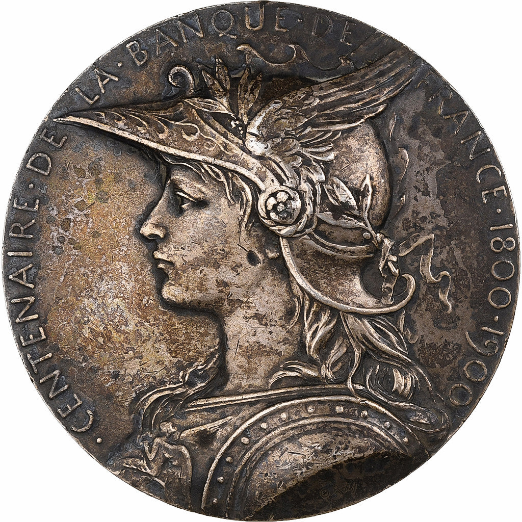 Frankrijk, Medaille, 100 ans de la Banque de France, 1900, Zilver, O.Roty, ZF