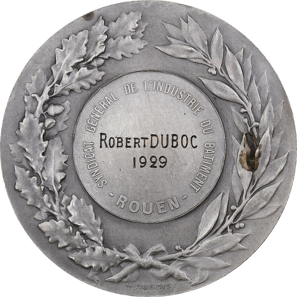 France, Médaille, Syndicat général, Industrie du bâtiment, Rouen, 1929