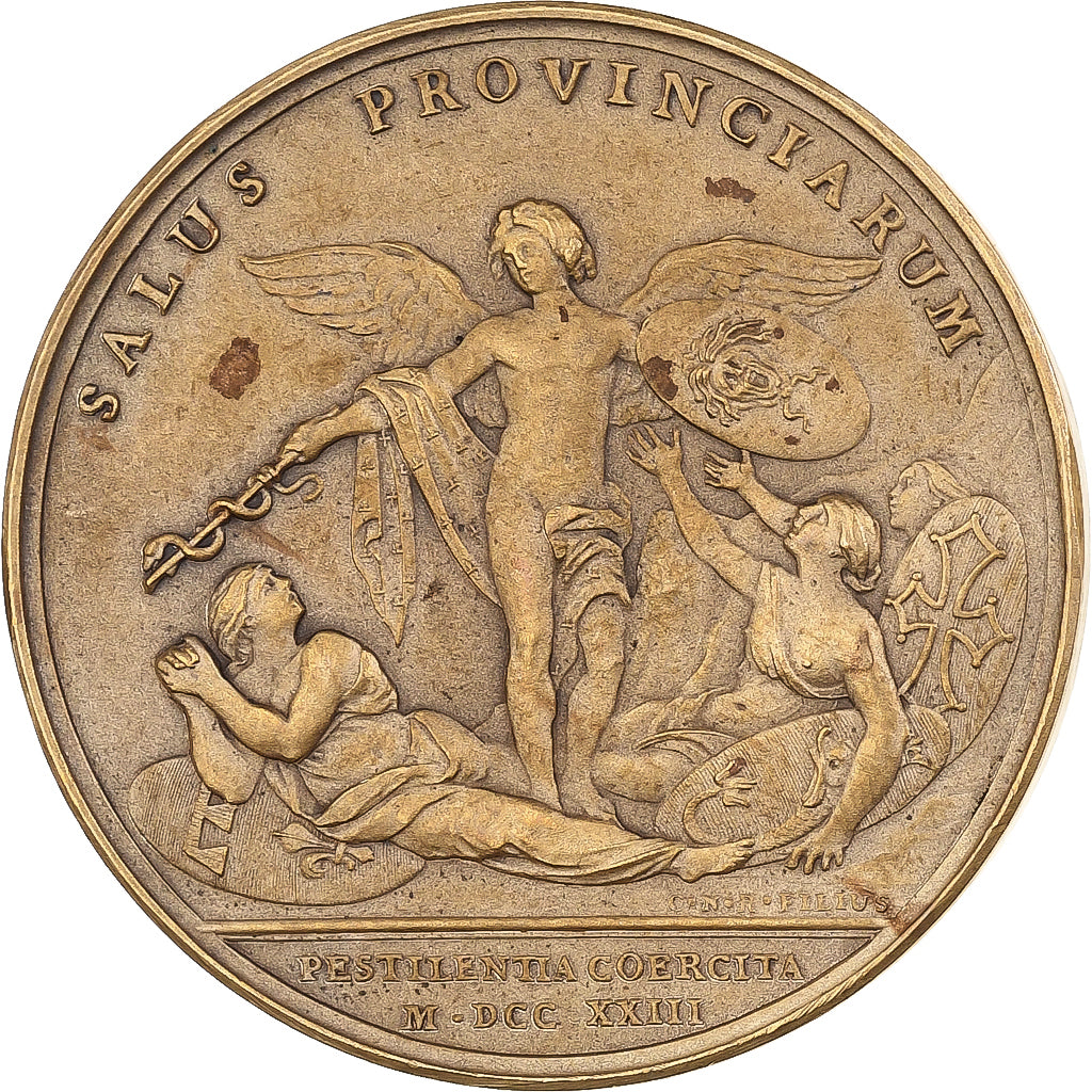 France, Médaille, Louis XV, Peste de Marseille, Bronze, SUP, Duvivier, Refrappe