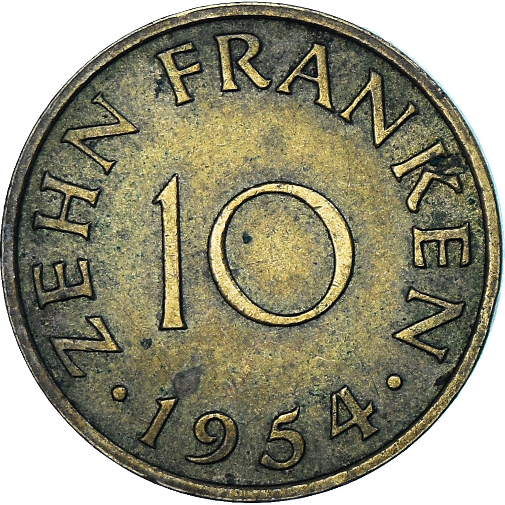 Moeda, SARRE, 10 Franken, 1954