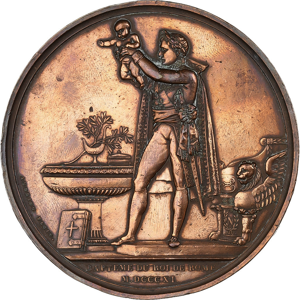Francia, medaglia, Napoleon I, Baptême du Roi de Rome, 1811, Rame, Andrieu