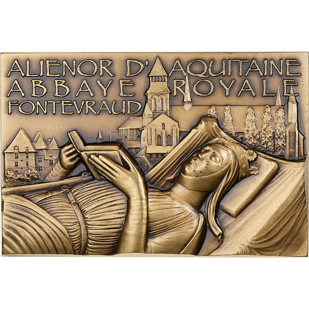 Frankreich, Plaquette, Aliénor d'Aquitaine, Bronze Florentin, VZ