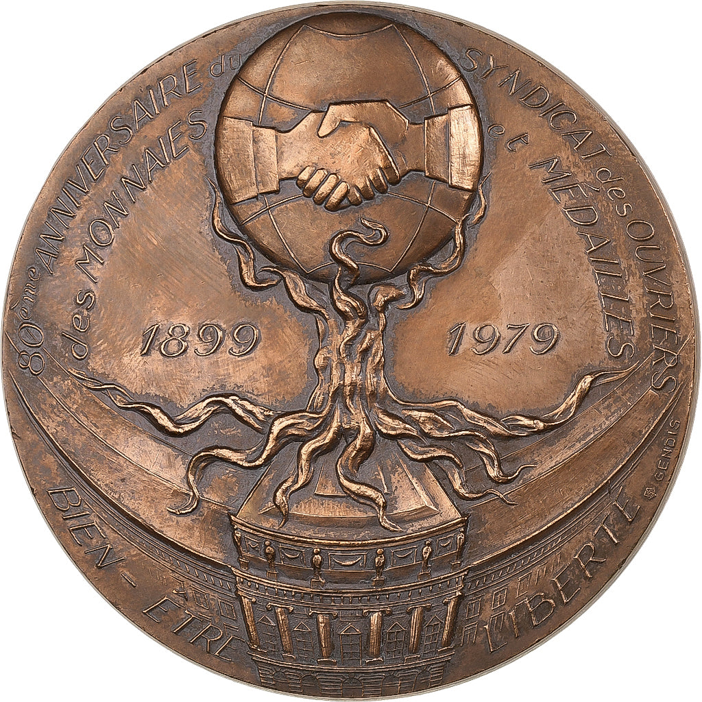 França, medalha, CGT monnaies et médailles de Paris-Pessac, 1980, Bronze