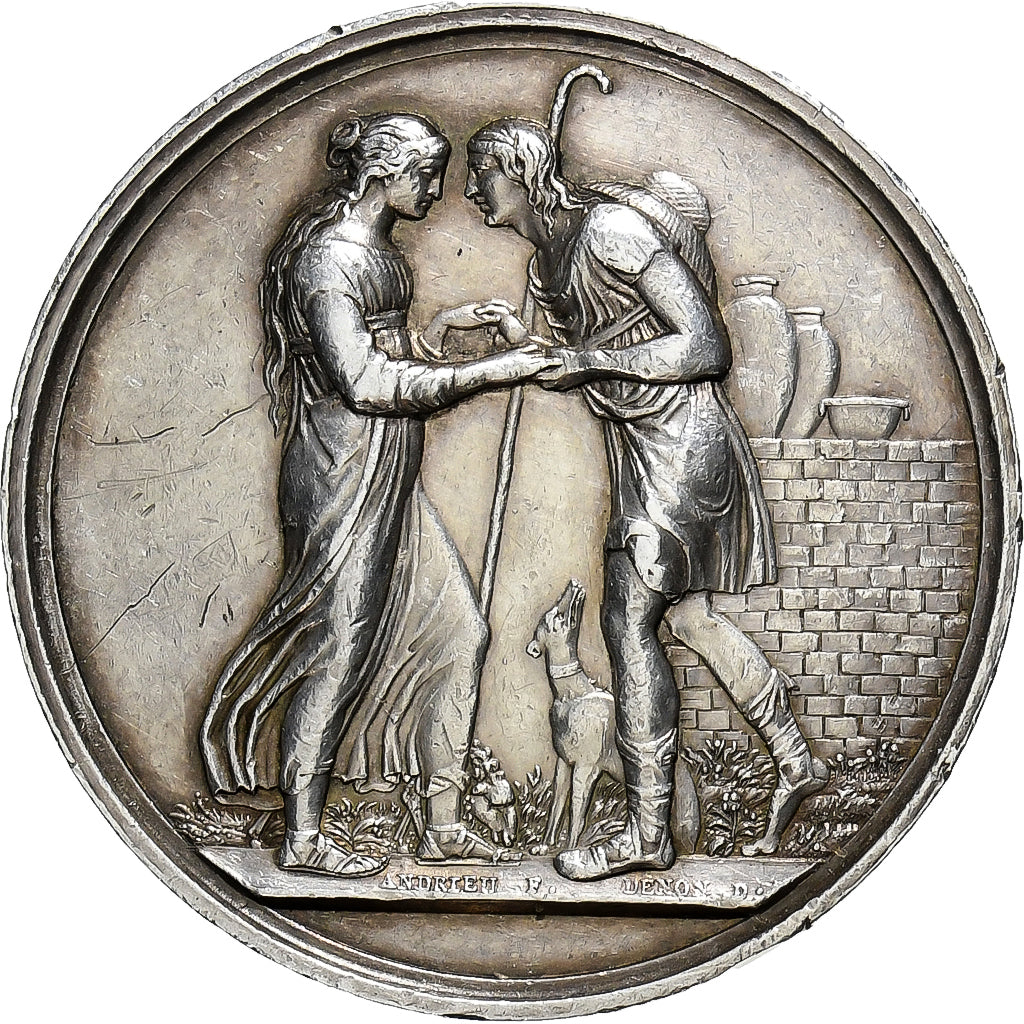 France, Medal, Wedding, 1817, Silver, Andrieu/Denon, EF(40-45)