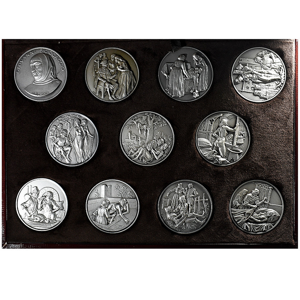 Frankrijk, Set 11 medals, 600 ans du Decameron de Boccace, 1975, Zilver, PR