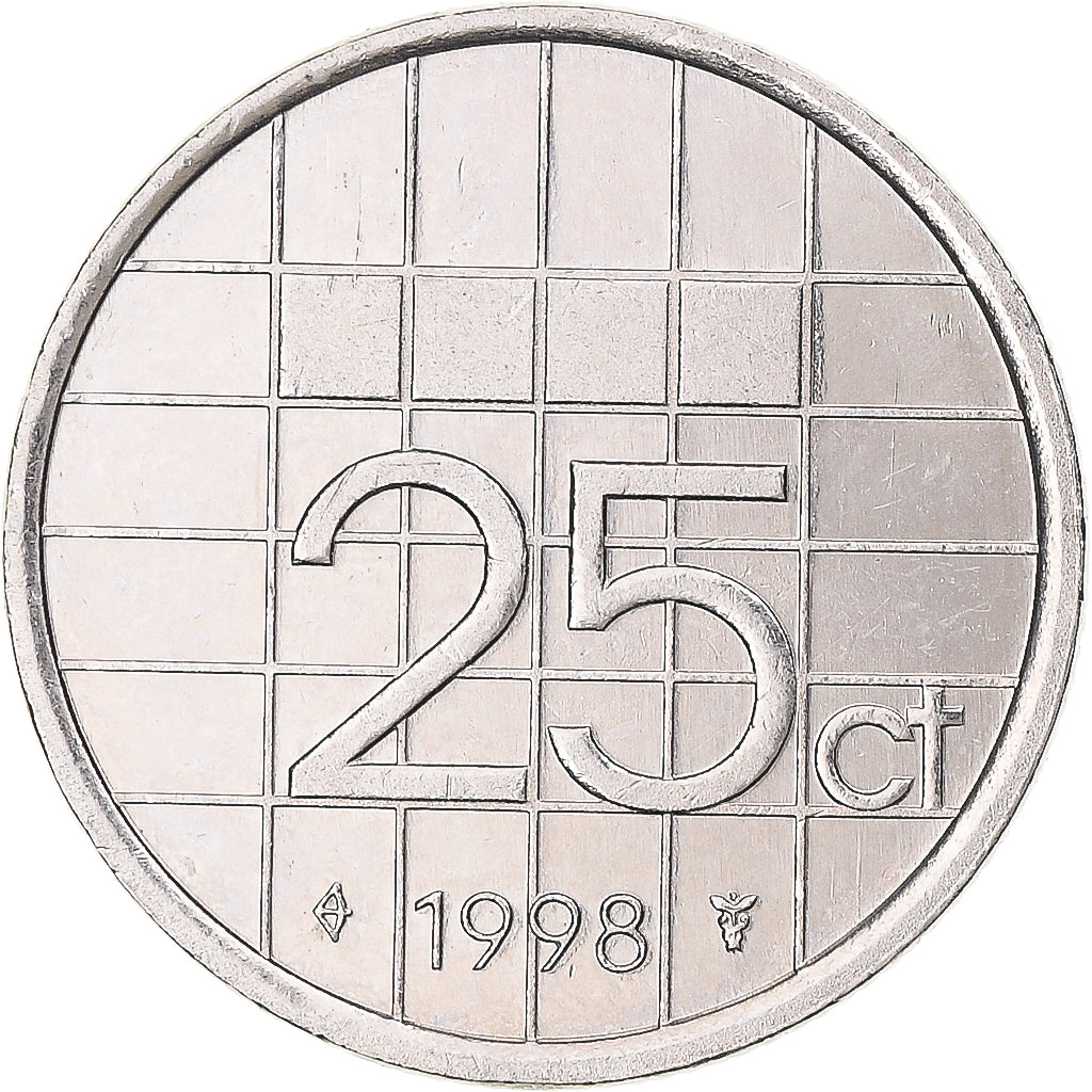 Moeda, Países Baixos, 25 Cents, 1998