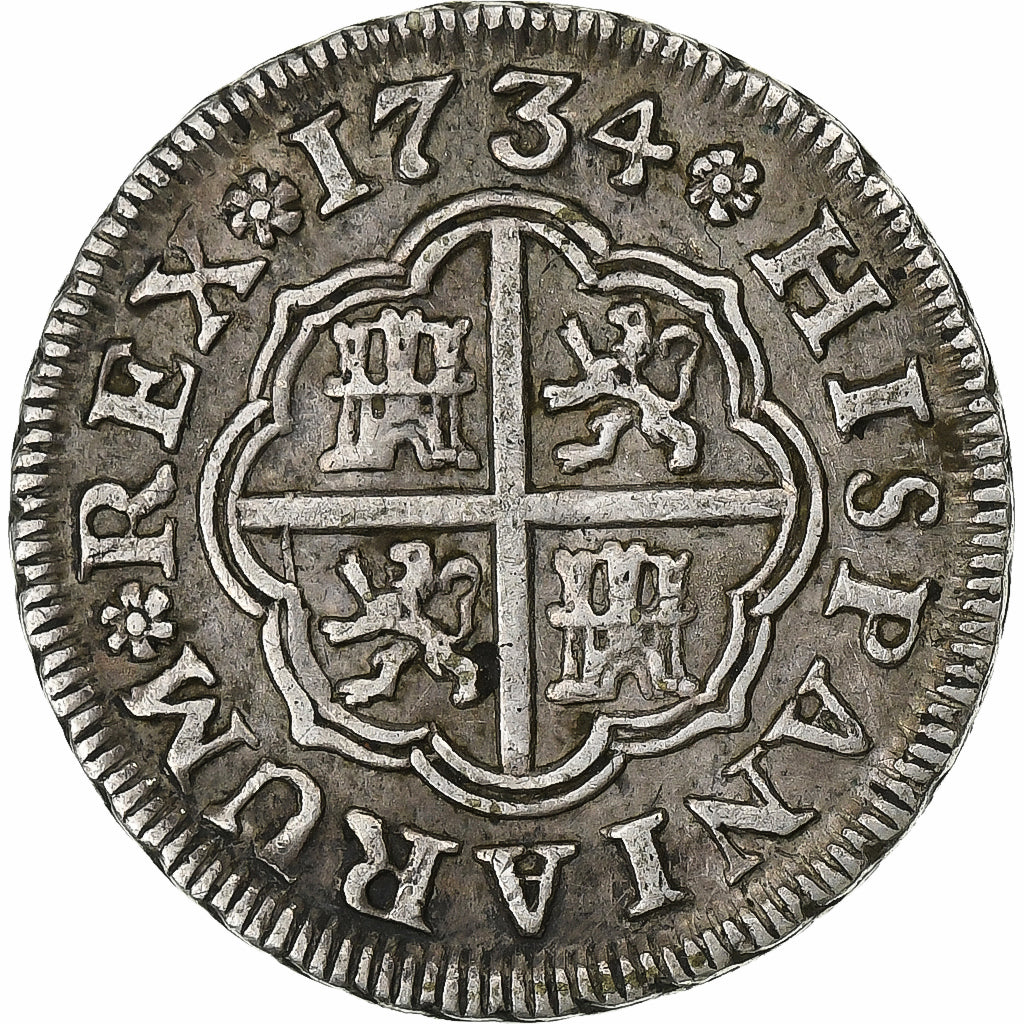 Spain, Philip V, 1 Réal, 1734, Seville, Silver, EF(40-45), KM:354