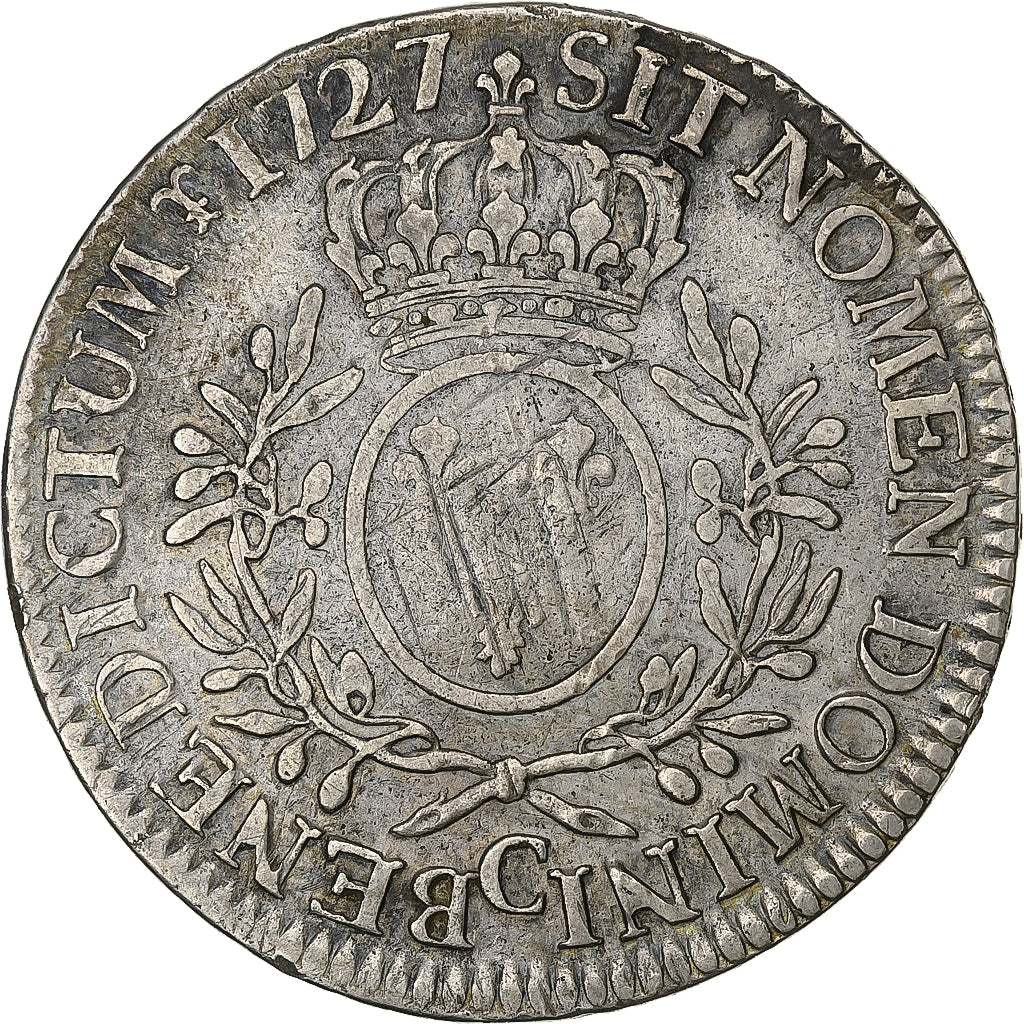 Frankreich, Louis XV, Ecu aux branches d'olivier, 1727, Caen, Silber, S
