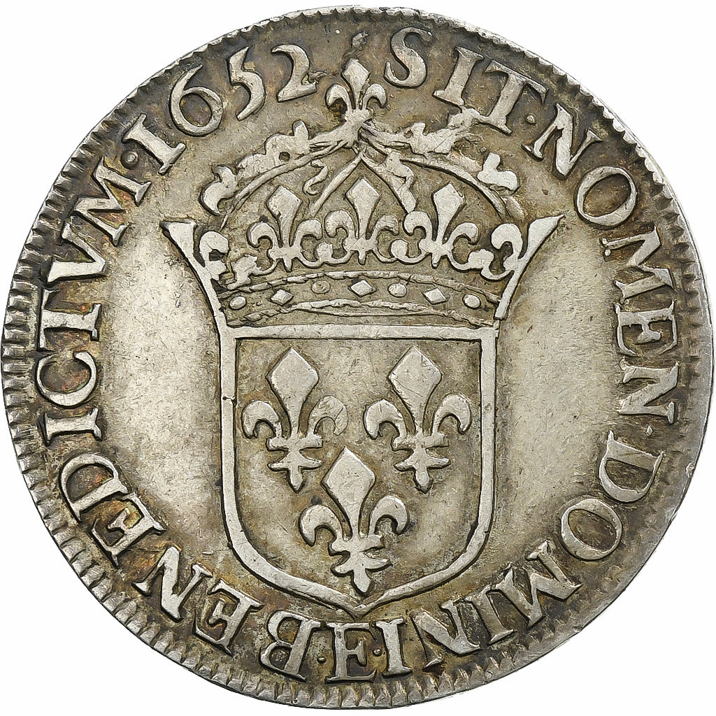 Francja, Louis XIV, 1/2 Écu à la mèche longue, 1652, Tours, Srebro