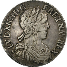 France, Louis XIV, 1/2 Écu à la mèche longue, 1656, Rennes, Silver