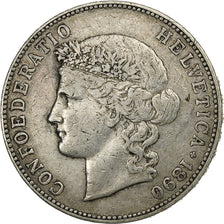 Switzerland, 5 Francs, Helvetia, 1890, Berne, Silver, VF(20-25), KM:34