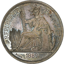 French Indochina, 1 Piastre, 1889, Paris, Proof Flan Bruni, Silver, MS(64), KM:5
