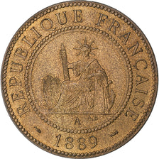 French Indochina, 1 Centième, 1889, Paris, Flan Bruni, Bronze, MS(64), KM:1