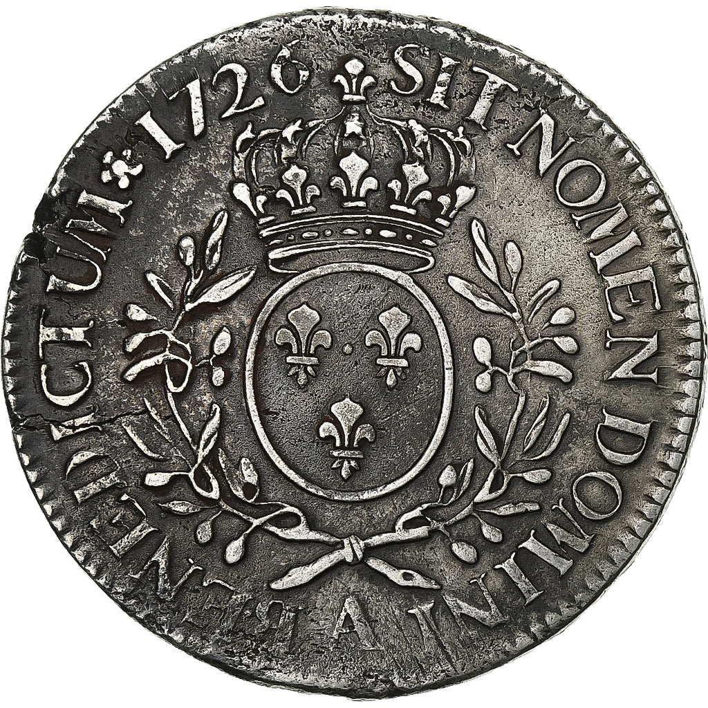 França, Louis XV, Ecu aux branches d'olivier, 1726, Paris, Prata, EF(40-45)