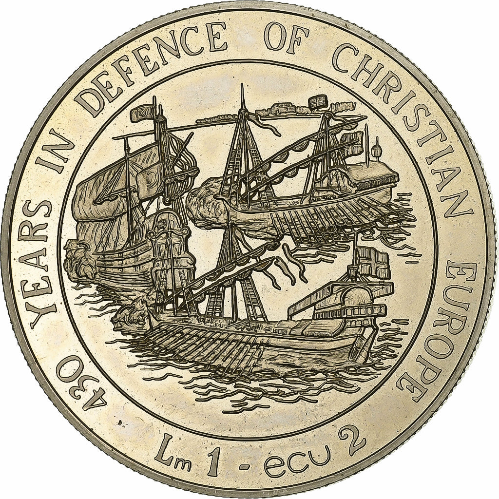 Malta, 1 Lira, 430 Years of Defense of Christianity, 1993, Rame-nichel, SPL