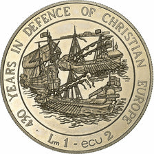 Malta, 1 Lira, 430 Years of Defense of Christianity, 1993, Rame-nichel, SPL
