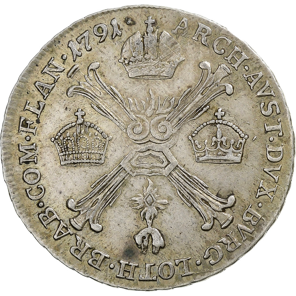 Austrian Netherlands, Leopold II, 1/4 Kronenthaler, 1791, Günzburg, Silver