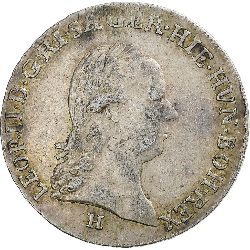 Paesi Bassi austriaci, Leopold II, 1/4 Kronenthaler, 1791, Günzburg, Argento