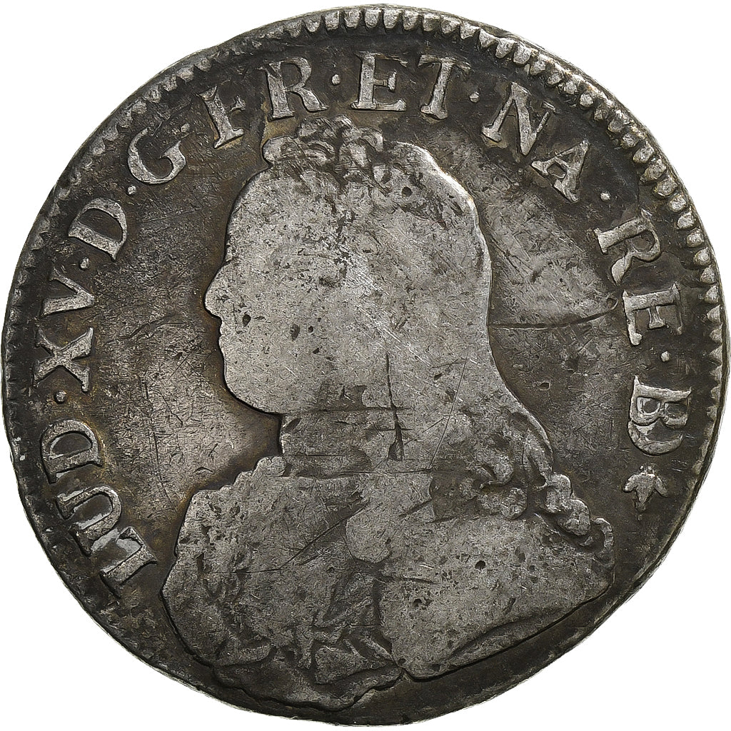 France, Louis XV, Écu de Béarn aux branches d'olivier, 1736, Pau, Silver