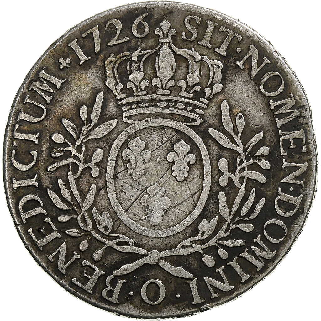 France, Louis XV, Ecu aux branches d'olivier, 1726, Riom, Silver, VF(20-25)