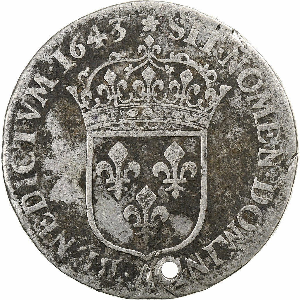Francia, Louis XIII, 1/4 écu, 2e poinçon de Warin, 1643, Paris, Argento, MB