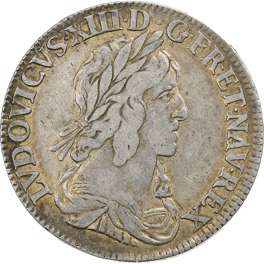 Francia, Louis XIII, 1/4 écu, 2e poinçon de Warin, 1643, Paris, Argento, MB+