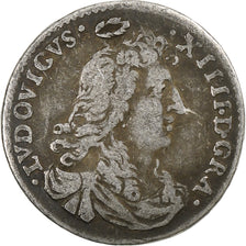 France, Louis XIV, 4 Sols des Traitants, 1677, Paris, Silver, VF(20-25)