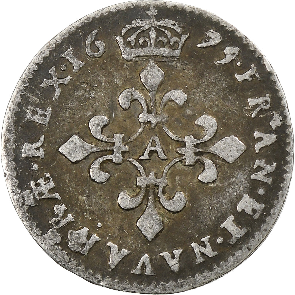 France, Louis XIV, 4 Sols des Traitants, 1677, Paris, Silver, VF(20-25)