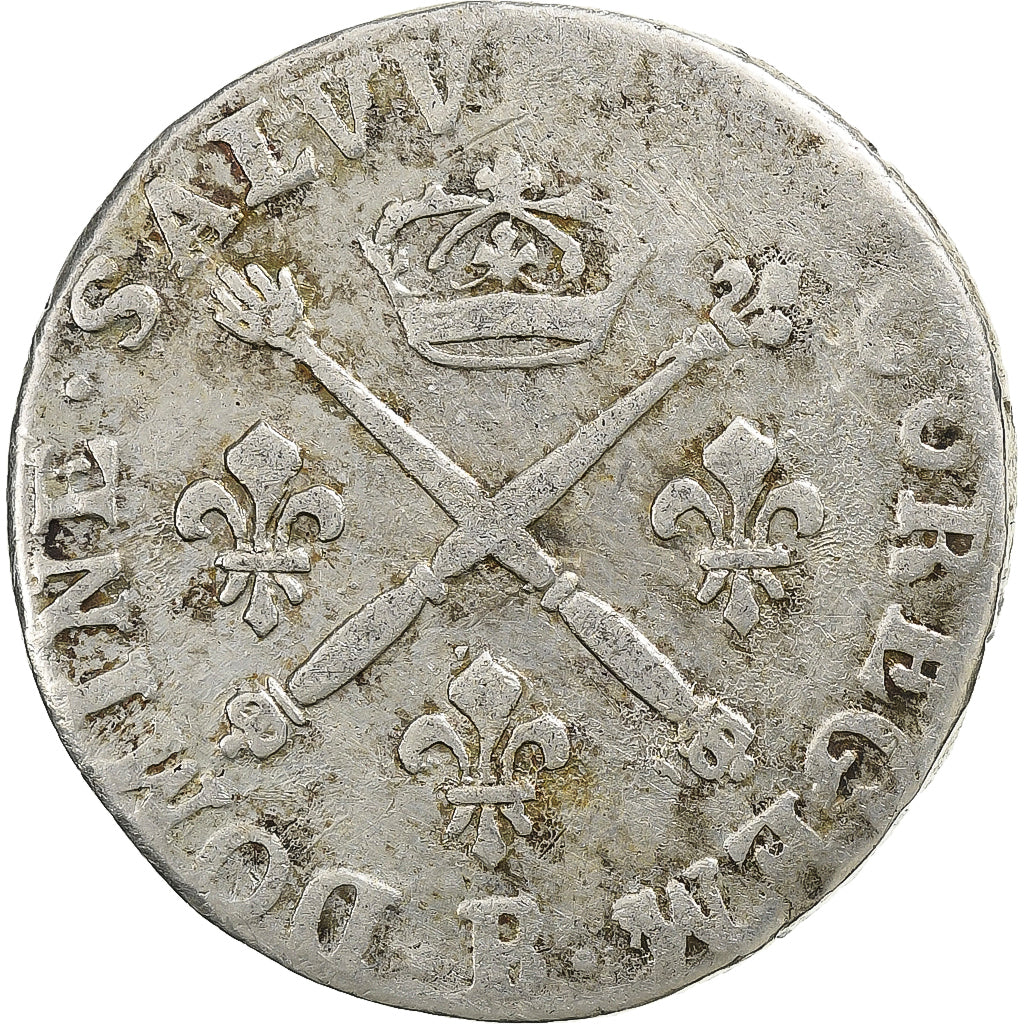 France, Louis XIV, 20 Sols aux insignes, 1707-1708, Rouen, Argent, TB