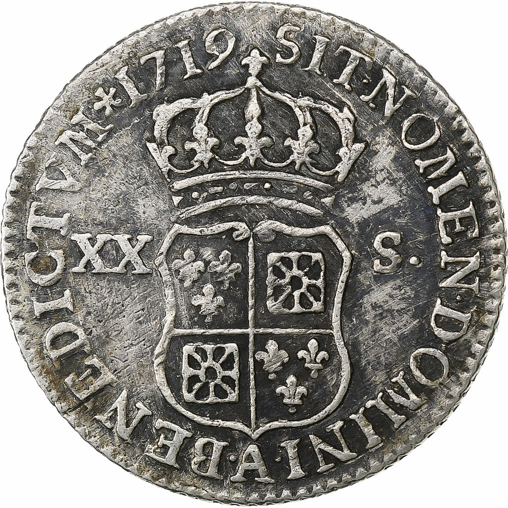 France, Louis XV, 1/6 Écu (XX-S) de France-Navarre, 1719, Paris, Argent, TTB
