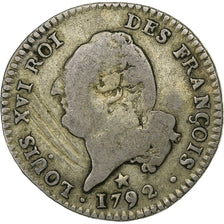 França, Louis XVI, 15 sols françois, 1792, Lille, Prata, VF(20-25), Gadoury:36