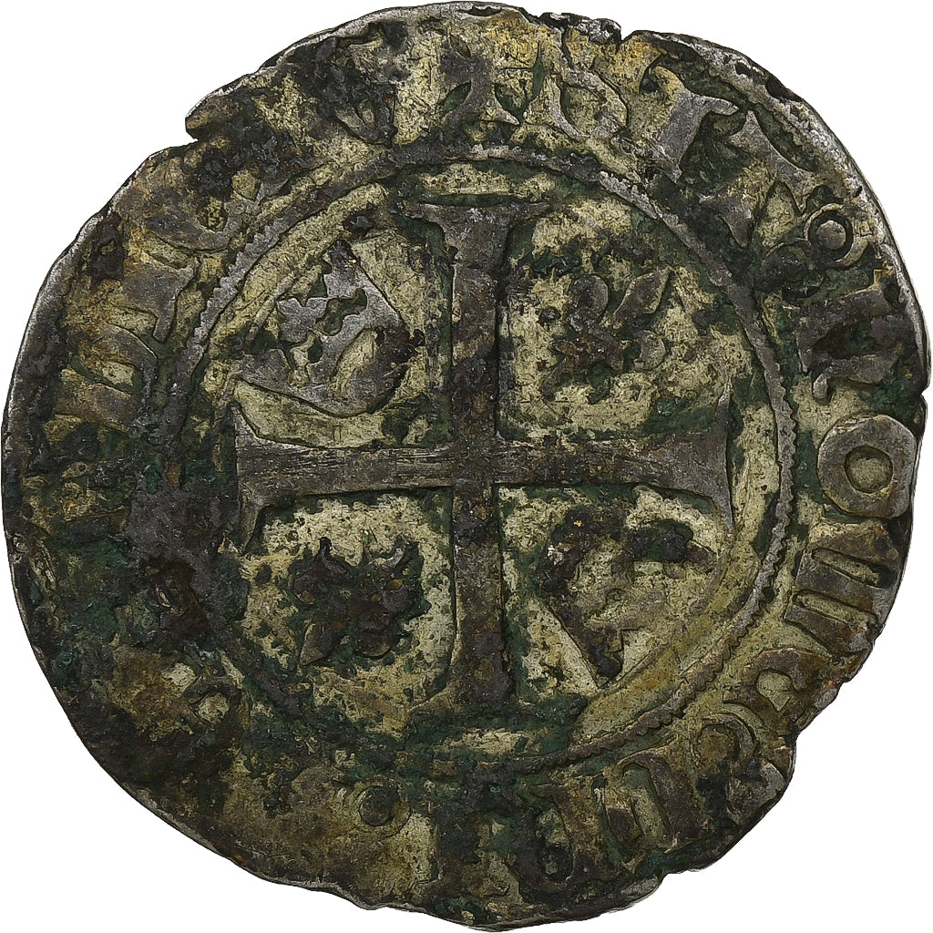 Francia, Charles VI, Blanc Guénar, 1389, Vellón, BC, Duplessy:377A