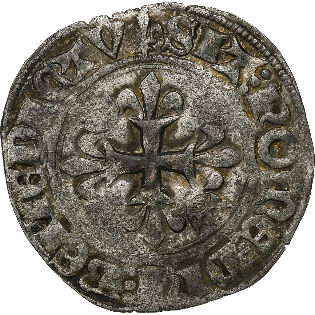 France, Charles VI, Florette, 1419, Paris, 3e emission, Billon, TB