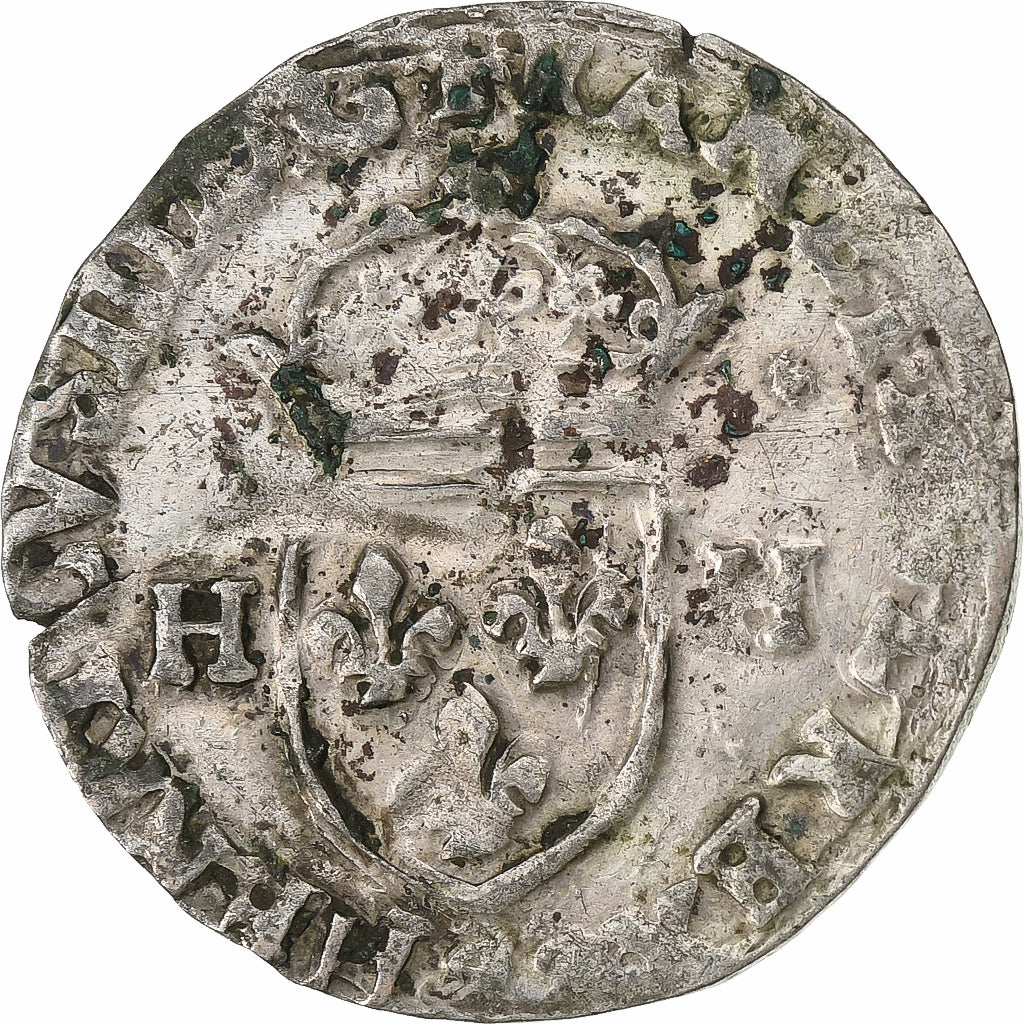 France, Henri III, Douzain aux deux H, 1577, Rennes, Billon, TB, Gadoury:467