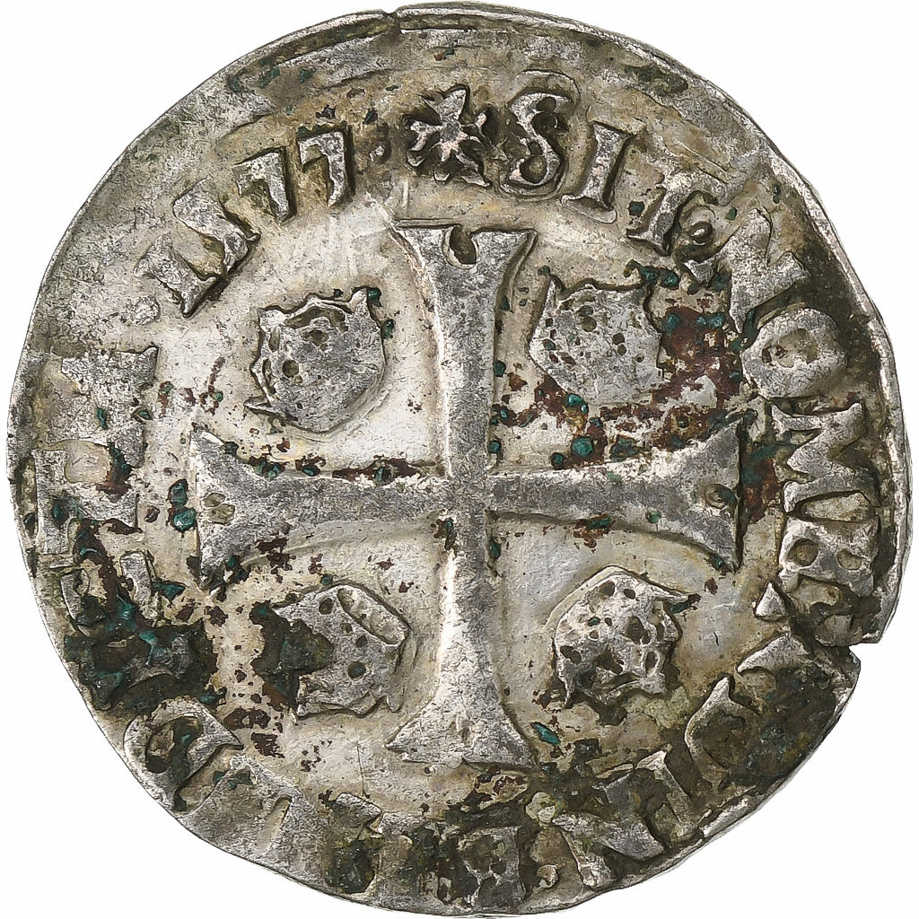 France, Henri III, Douzain aux deux H, 1577, Rennes, Billon, TB, Gadoury:467