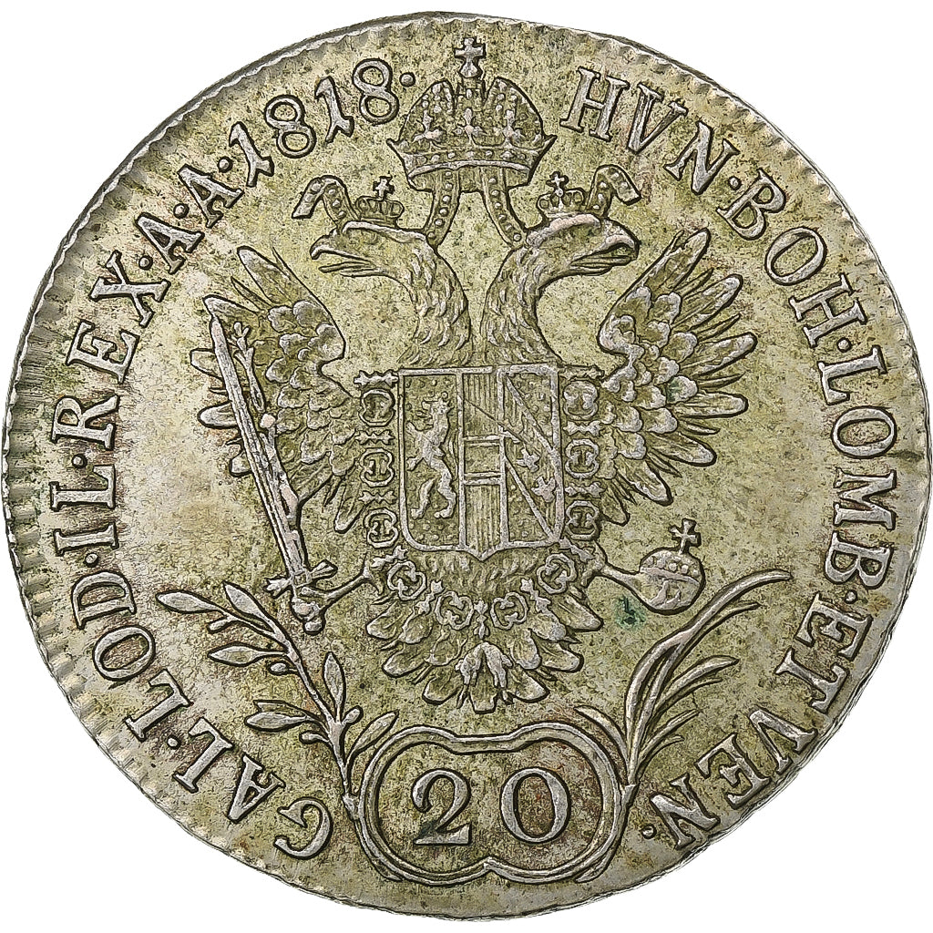 Áustria, Franz I, 20 Kreuzer, 1818, Vienna, Prata, EF(40-45), KM:2143