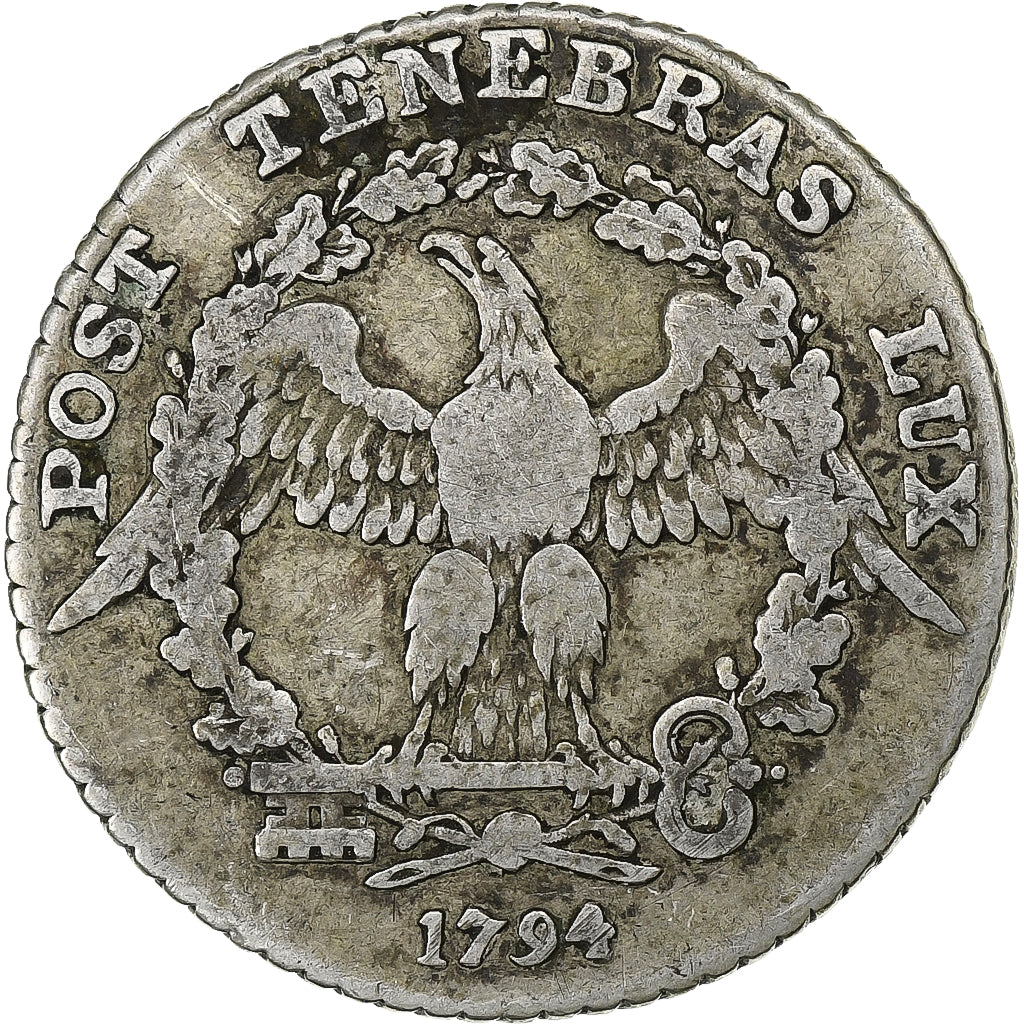 Republic of Geneva, 15 Sols, 1794, Silver, VF(20-25), KM:97