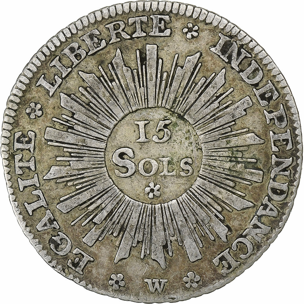 Republic of Geneva, 15 Sols, 1794, Silver, VF(20-25), KM:97