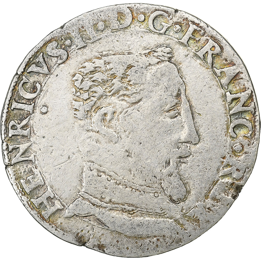 Francia, Henri II, Teston à la tête nue, 1555, Toulouse, Plata, BC+