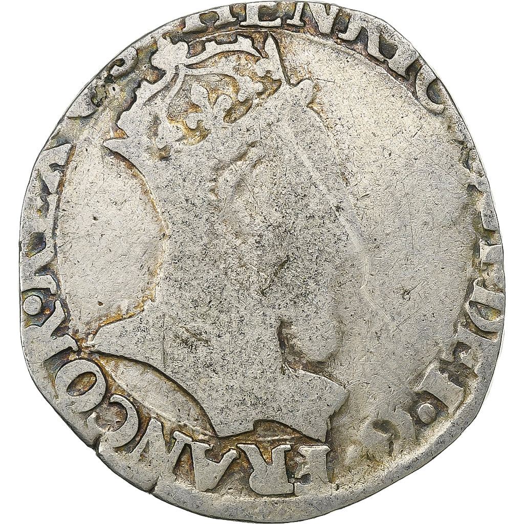 Frankrijk, Henri II, Teston à la tête couronnée, 1555, Bayonne, Zilver, ZG+