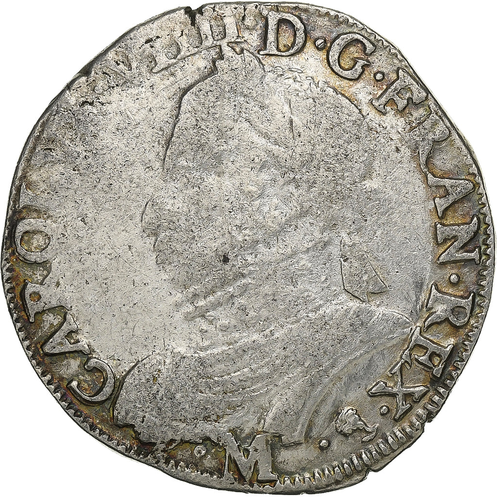 France, Charles IX, Teston, 1575, Toulouse, Silver, VF(20-25), Gadoury:435