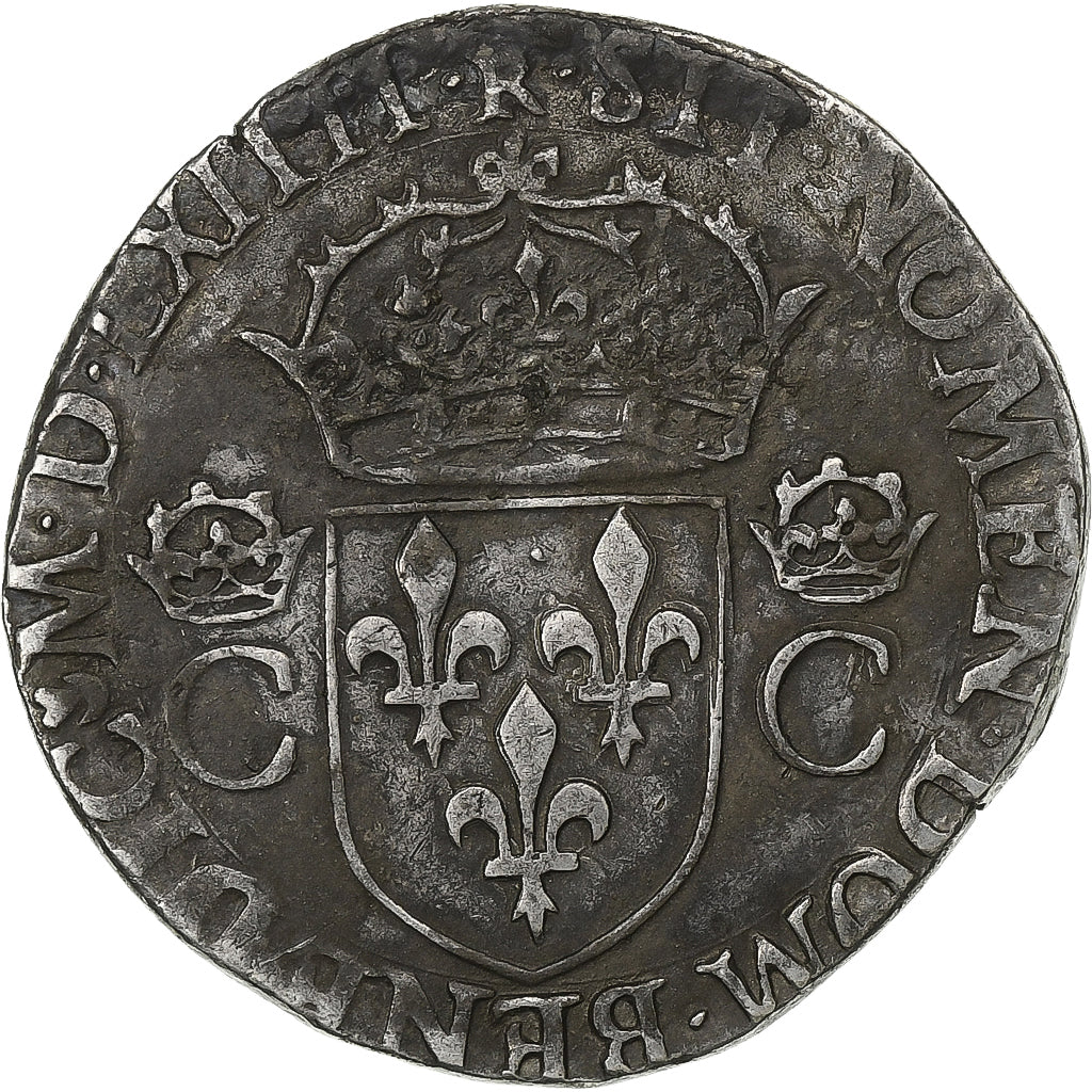 France, Charles IX, Teston aux 2 C couronnés, 1574, Toulouse, Silver