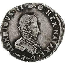 France, Henri II de Béarn, 1/2 Teston, 1576, Morlaas, Silver, VF(20-25)