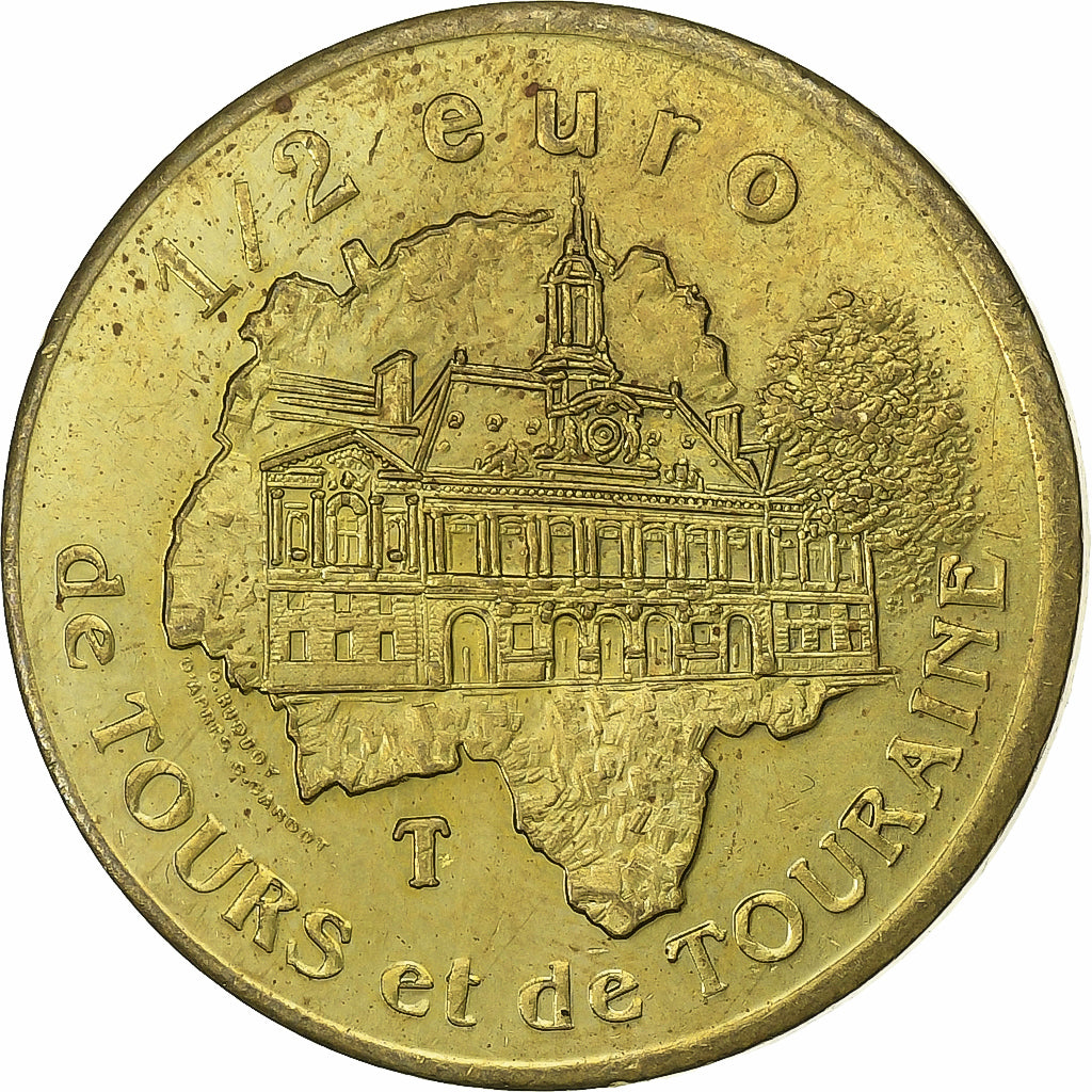 Francja, 1/2 Euro, Tours et Touraine, 1997, Tours, Mosiądz, EF(40-45)