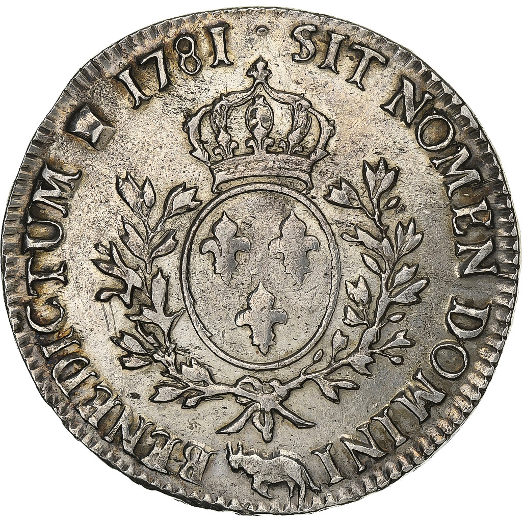 France, Louis XVI, Écu de Béarn aux branches d'olivier, 1781, Pau, Argent