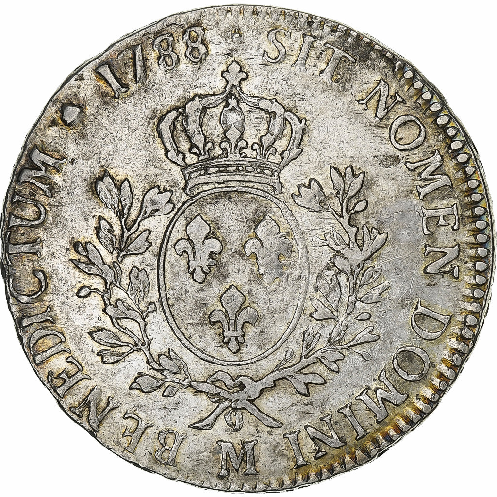 Francia, Louis XVI, Ecu aux branches d'olivier, 1788, Toulouse, Plata, BC+