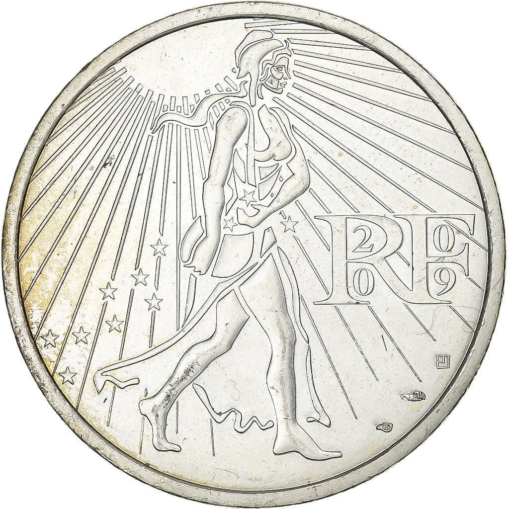 França, 25 Euro, Semeuse, 2009, MDP, Prata, AU(55-58)